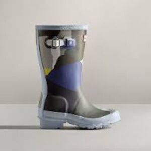 Hunter Boys Glacial Blue Camo Print Original Rain Boots SIZE 5